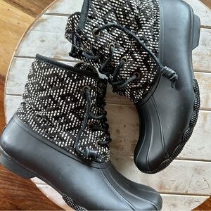 Sperry | Saltwater Duck Boots Tribal Weave Black White